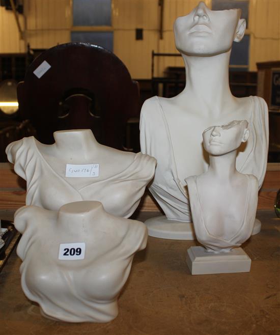 Large sculptural bust, another, 2 others for jewellery